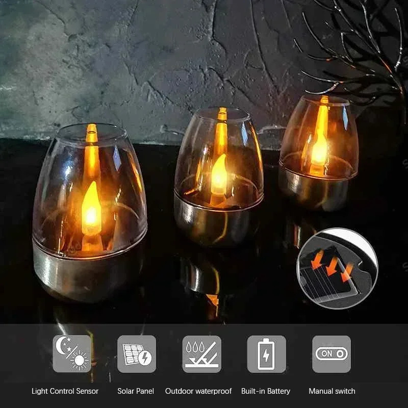 Outdoor Lighting Wedding Decor - الشموع الخفيفة LED الشمسية عديمة اللهب