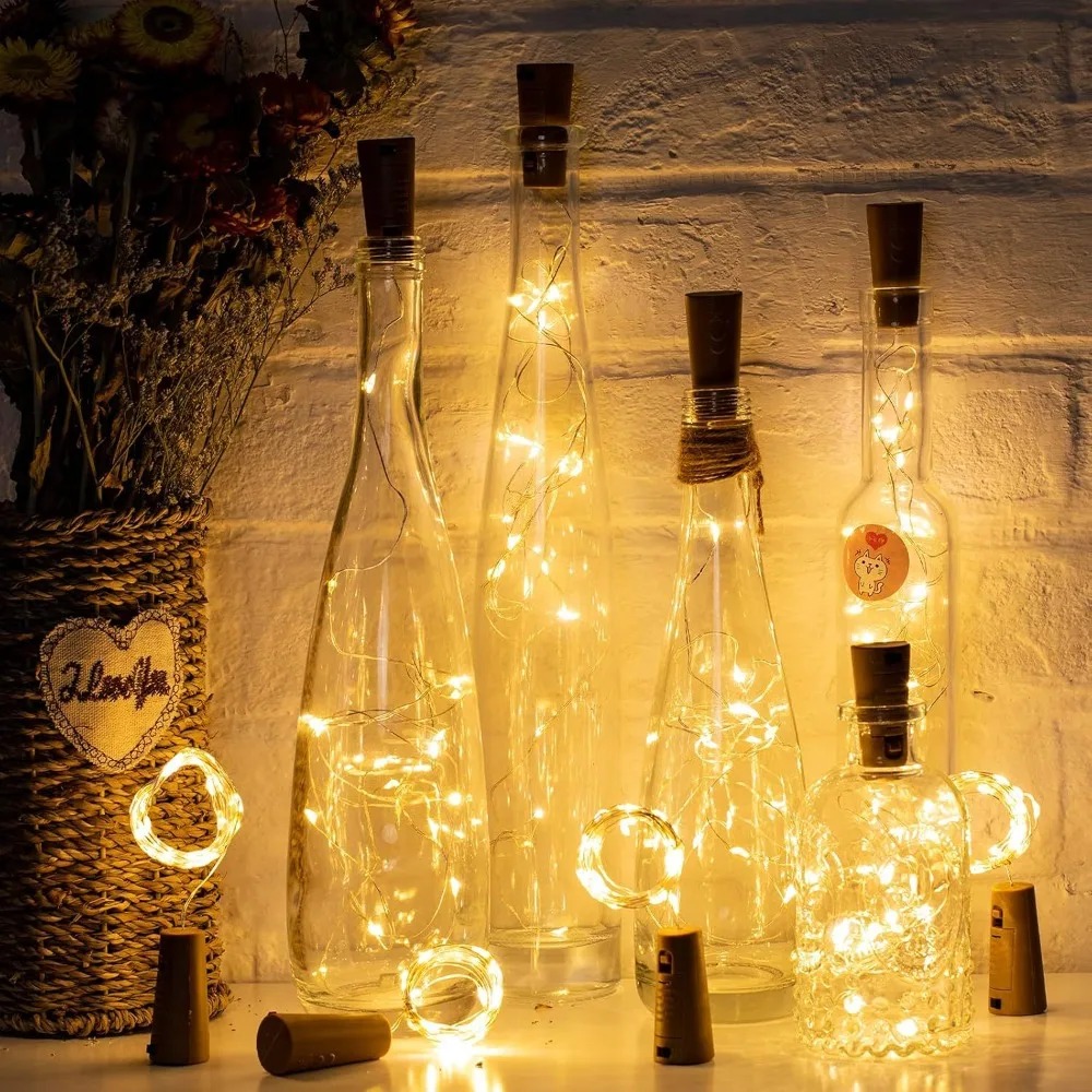 أضواء زجاجات النبيذ LED، 10 قط - مراجعة Decor Lighting Cork وسعره