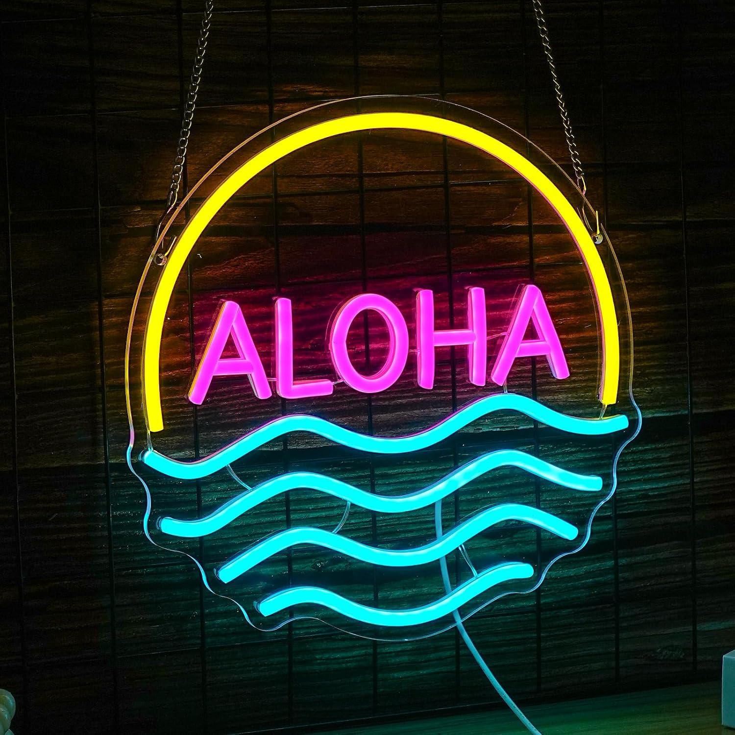 لافتة نيون بتصميم موجة غروب ال - مراجعة Lighting Decor Rentals وسعره