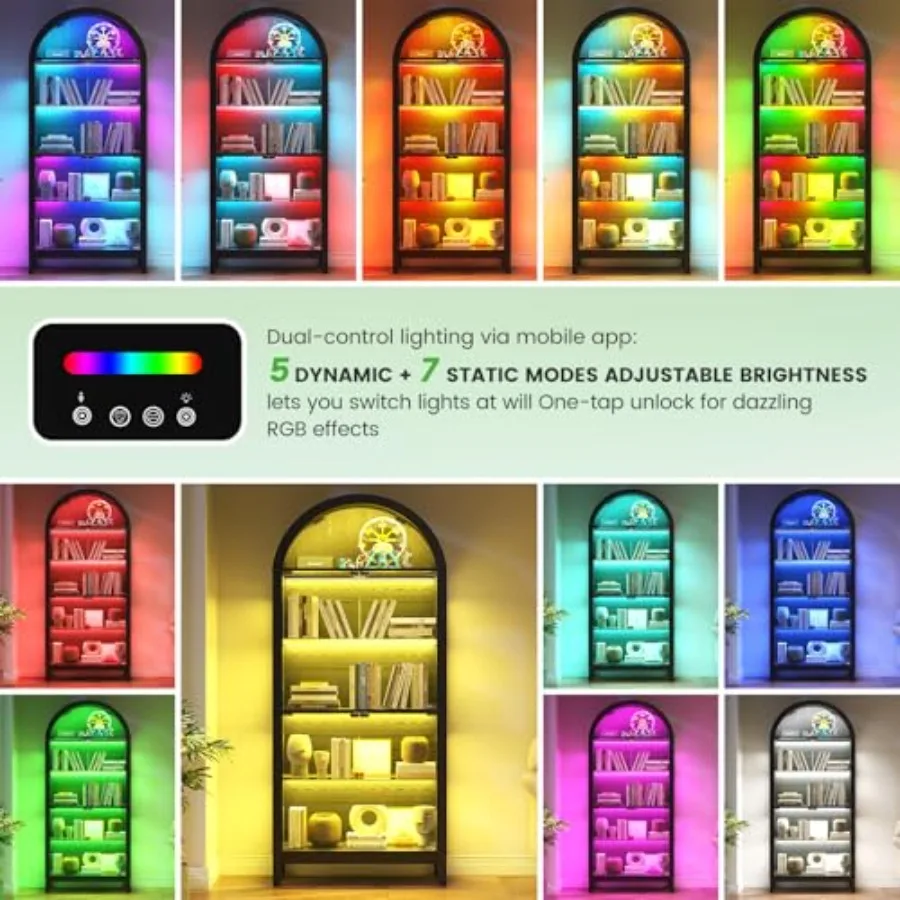 خزانة عرض زجاجية مقوسة لغرفة ا - مراجعة Lighting & Home Decor Studio وسعره