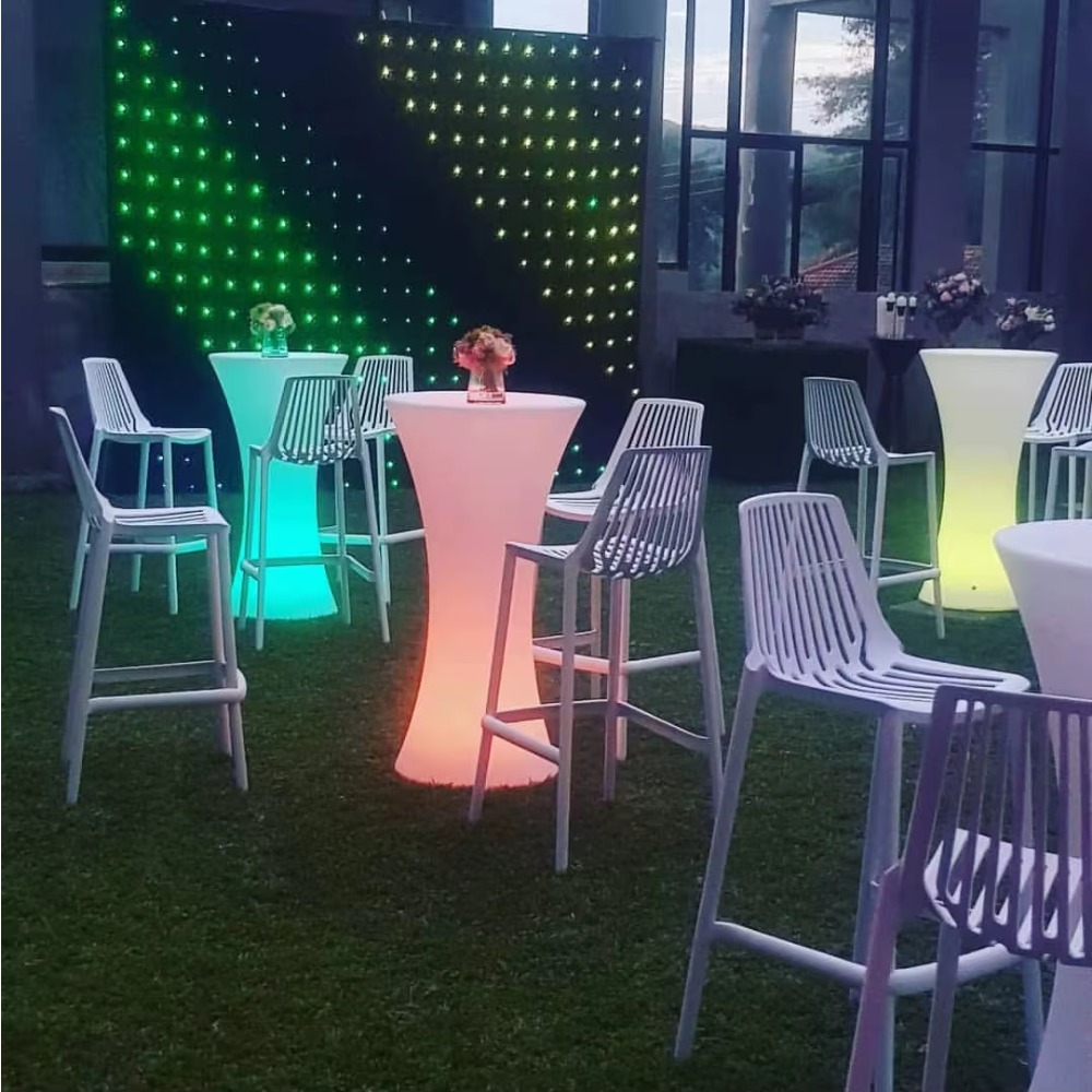 طاولات بار عالية بإضاءة LED با - مراجعة Lighting Decor Rentals وسعره