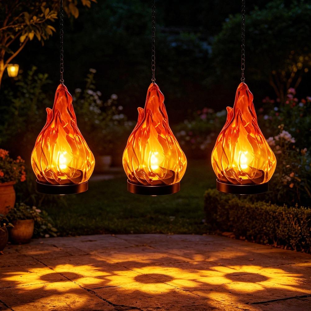 مصباح شمسي معلق بتأثير اللهب،  - مراجعة Garden Lighting Decor وسعره