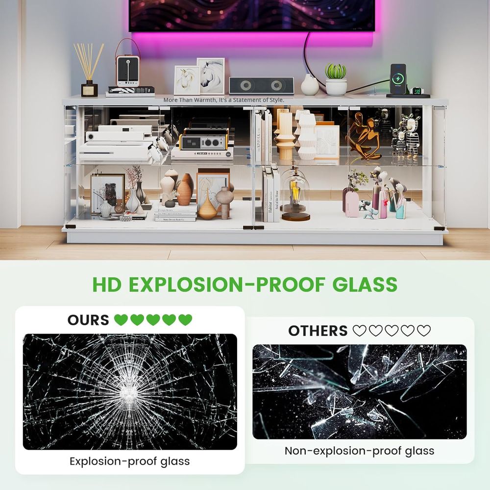 حامل تلفزيون زجاجي 71 بوصة مع  - مراجعة Lighting & Home Decor Studio وسعره